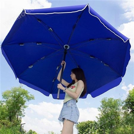 圆形太阳摆摊庭院雨伞折叠户外伞 2.4蓝+不含底座